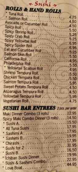 Ichiban Hibachi Sushi Menu 18 Foley