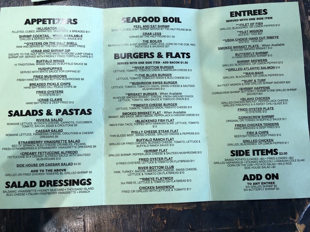 River Bottom Grille By Stanfields Menu 1