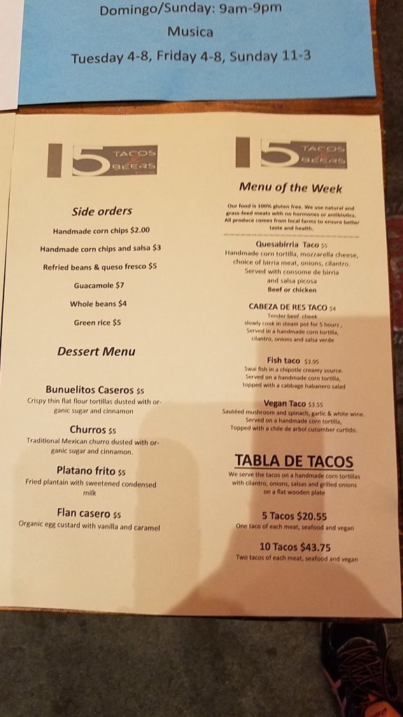 5 Tacos and Beers Menu 7 Albany