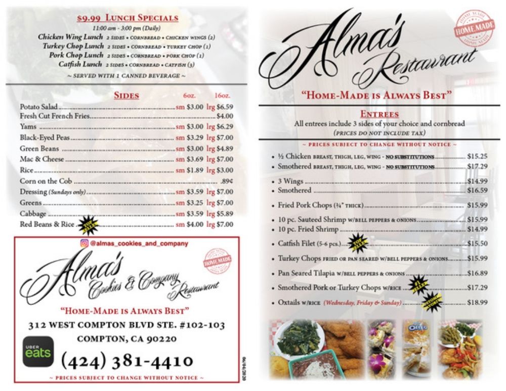 Almas Cookies Company Restaurant Menu 5