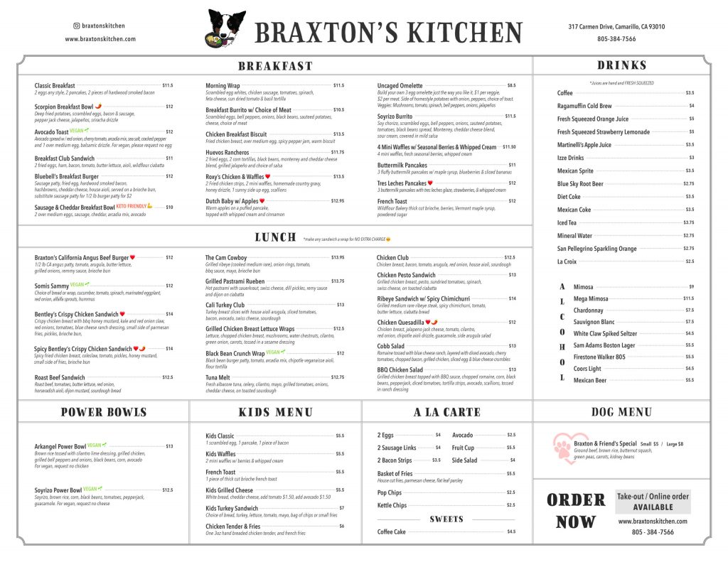 Braxtons Kitchen Menu 2