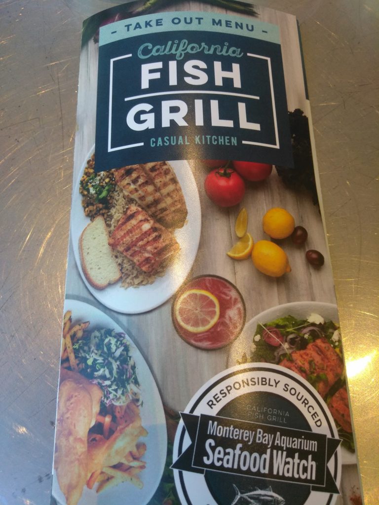 California Fish Grill Menu 1 3