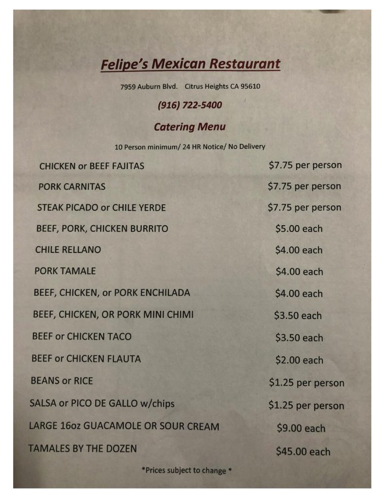 Felipes Mexican Restaurant Menu 8