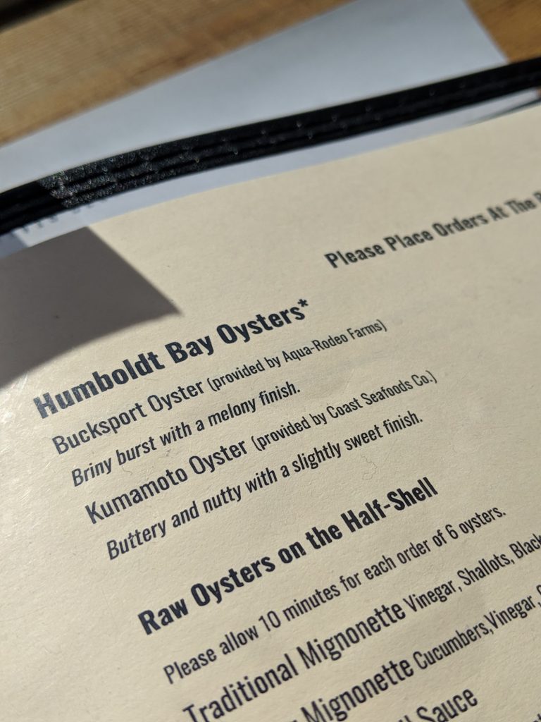 Humboldt Bay Provisions Menu 4