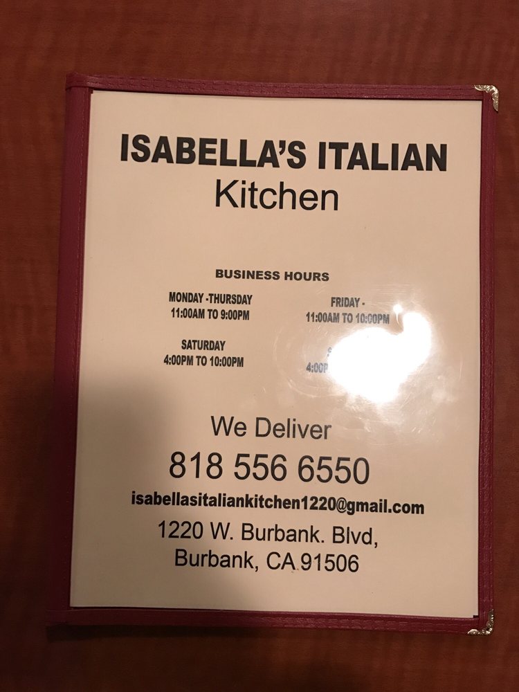 Isabellas Italian kitchen Menu 2 Burbank