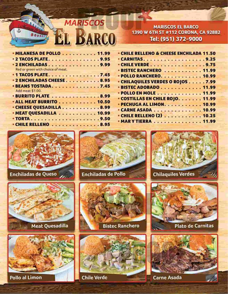 Mariscos El Barco Mexican Restaurant Menu 10 Corona