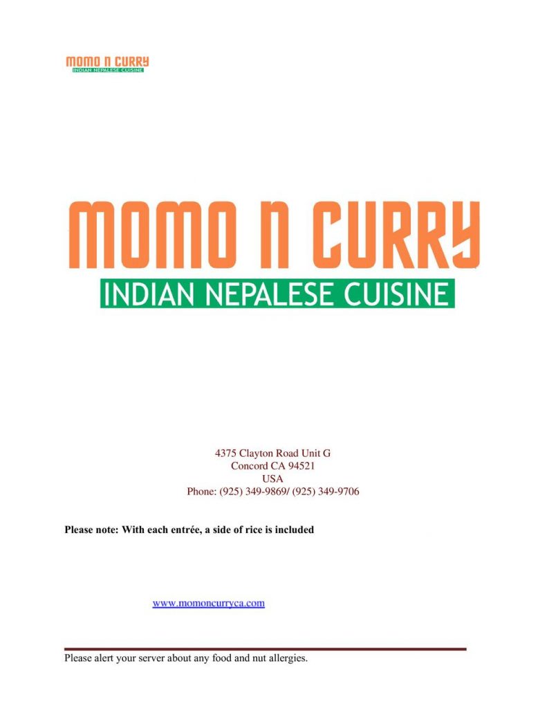 Momo N Curry Menu 1
