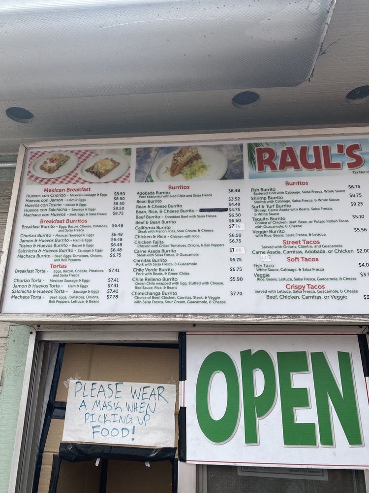 Rauls Shack Mexican Food Menu 4
