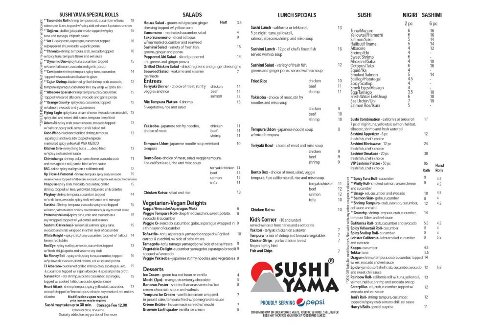 Sushi Yama Menu 4