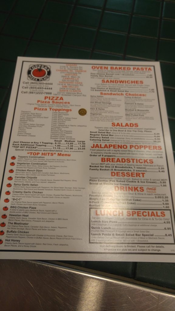 Toppers Pizza Menu 8