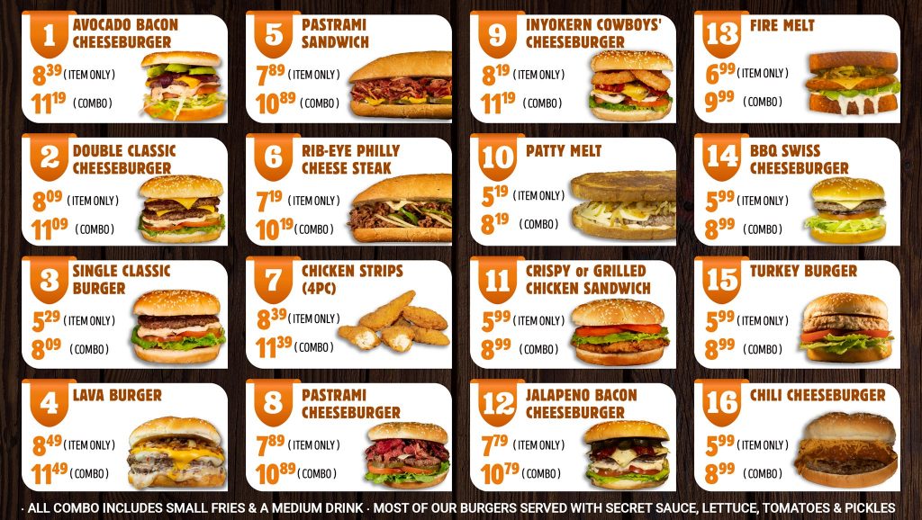 Classic Burgers Menu 6 Inyokern