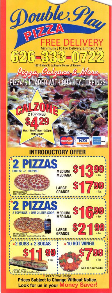 Double Play Pizza Menu 3