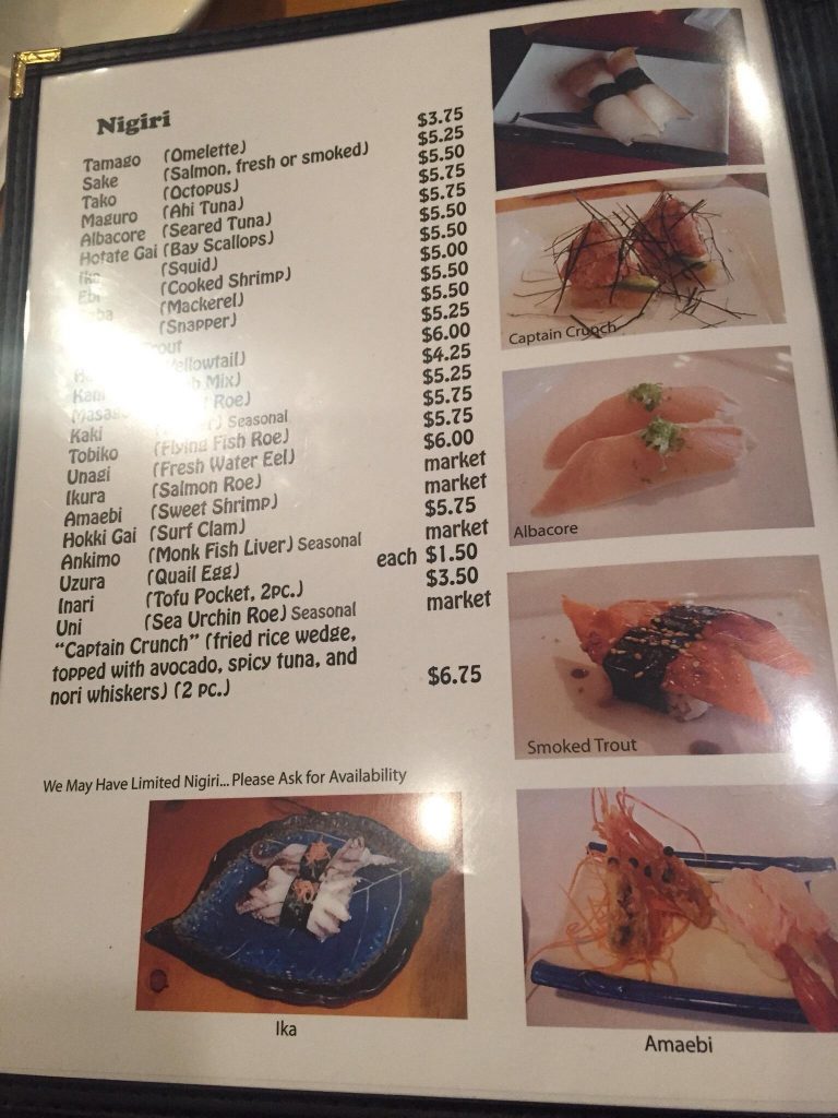 Hiro Sushi Menu 1