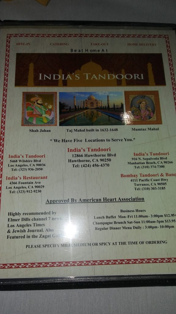 Indias Tandoori Halal Restaurant Menu 3 Hawthorne