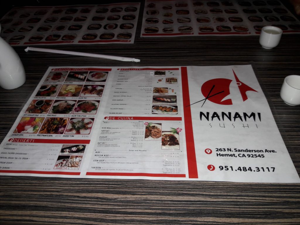 Nanami sushi Menu 3