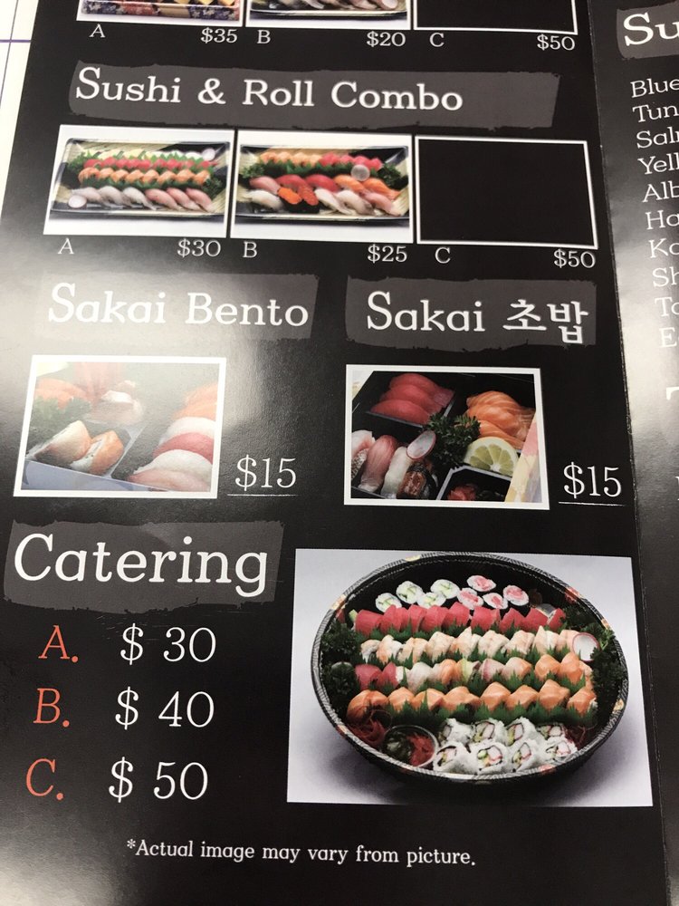 Sakai Sushi Menu 1