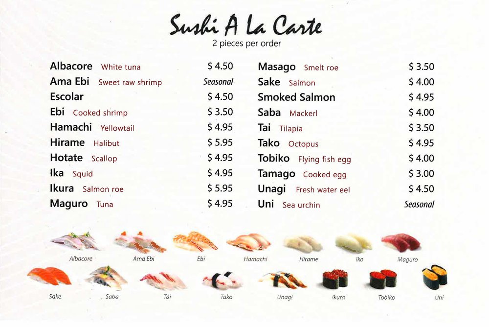 Sushi Tango Restaurant Menu 5 Fremont