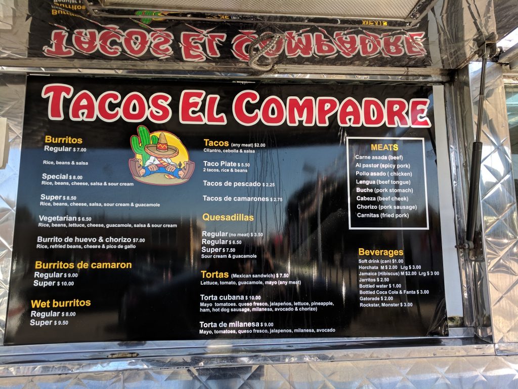Tacos El Compadre Menu 1 Fremont