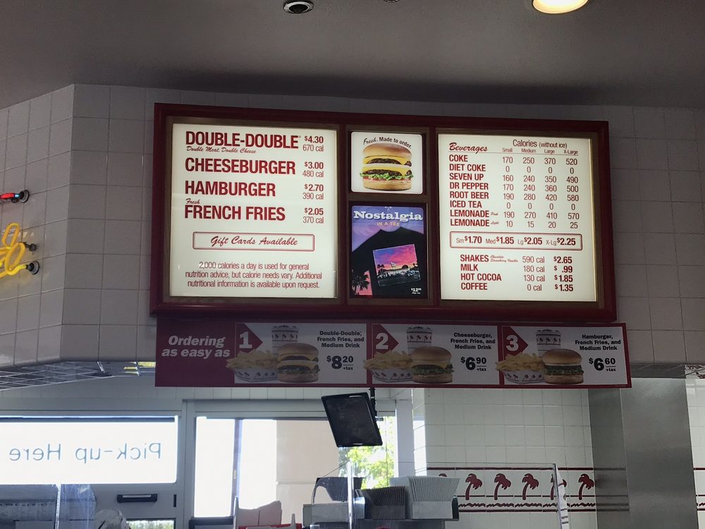 In N Out Burger Menu 1 4 Livermore