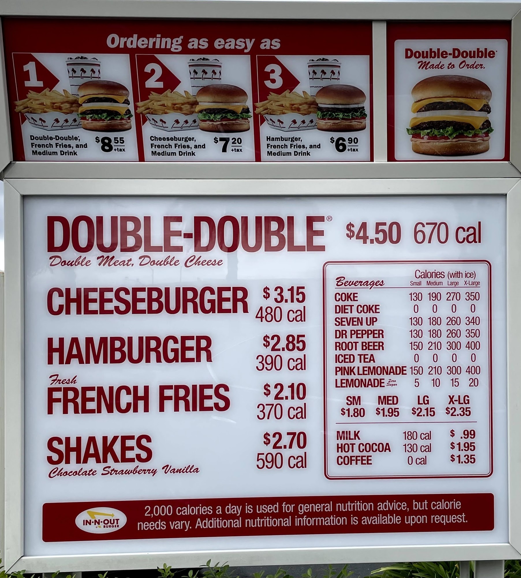 In N Out Burger Menu 6 2 Livermore
