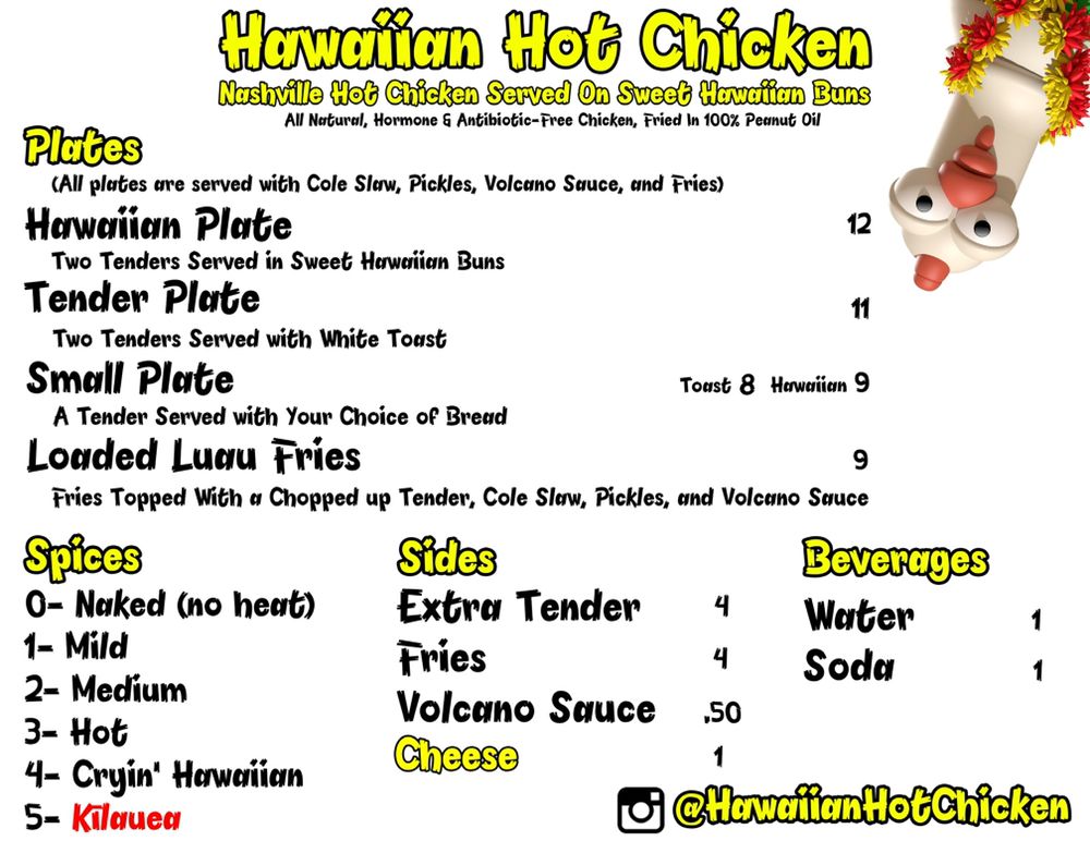 Hawaiian Hot Chicken Menu 1
