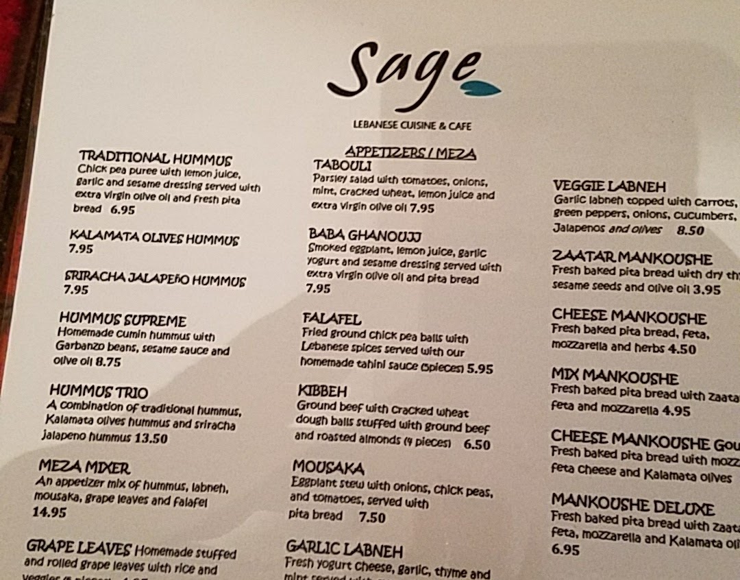 Sage Lebanese Cuisine Cafe Menu 3