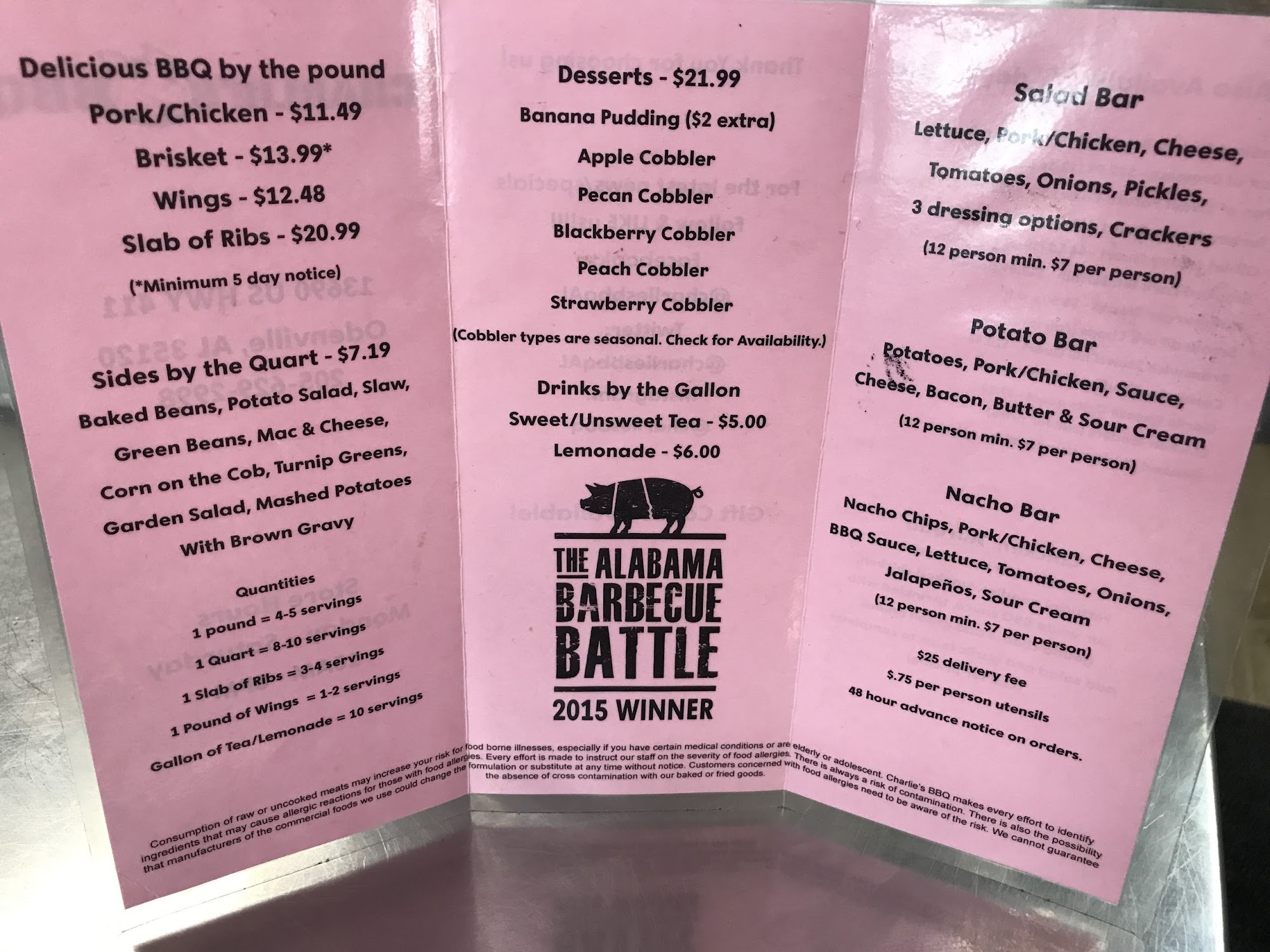 Charlies Barbeque Menu 7 Odenville