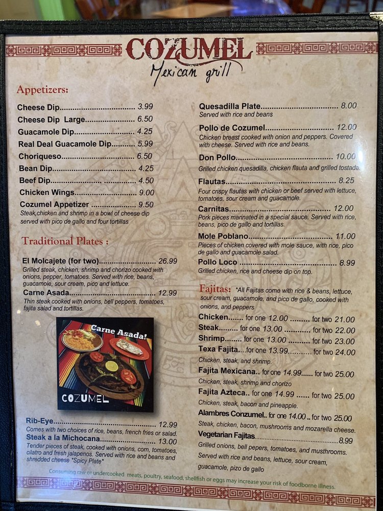 Cozumel Mexican Grill Menu 11 Loxley