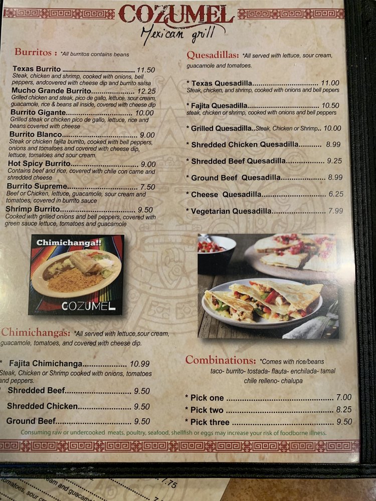 Cozumel Mexican Grill Menu 12 Loxley