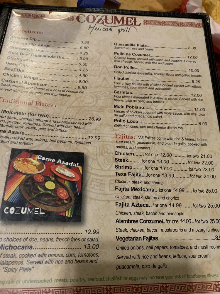 Cozumel Mexican Grill Menu 18 Loxley