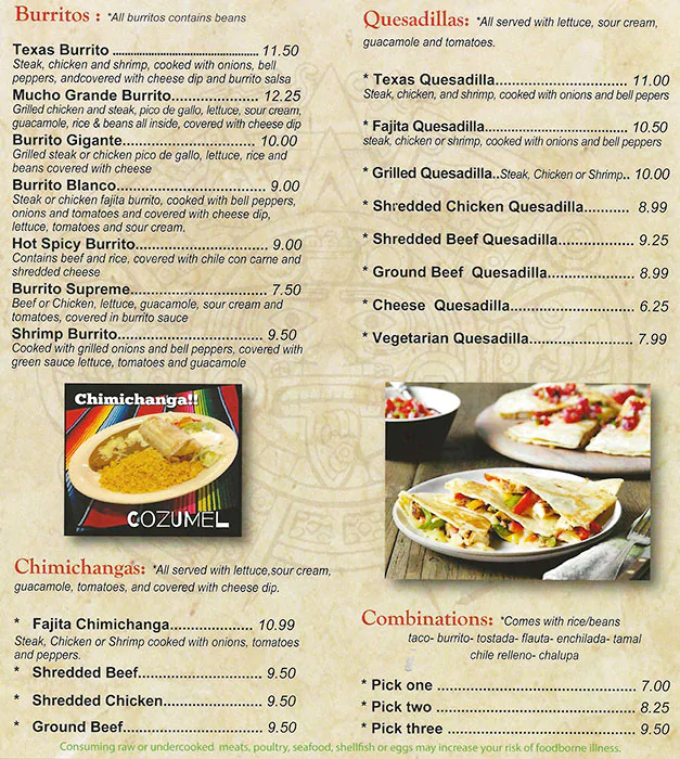 Cozumel Mexican Grill Menu 21 Loxley