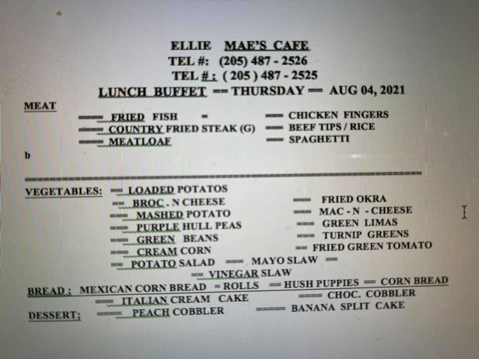 Ellie Maes Cafe Menu 12