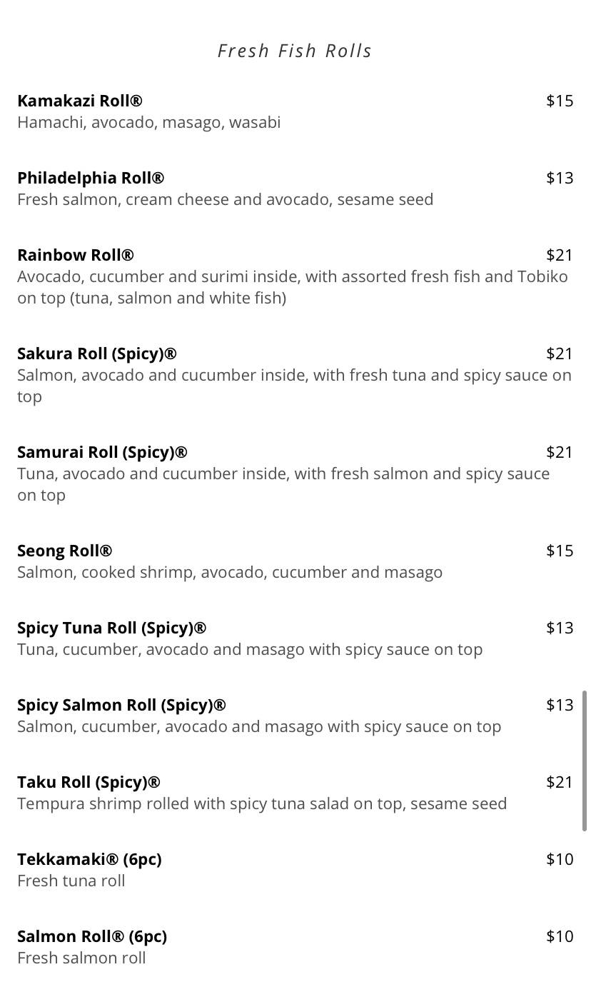 Seongs Sushi Bar Menu 9