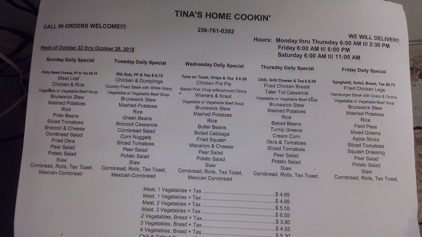 Tinas Home Cookin Menu 22