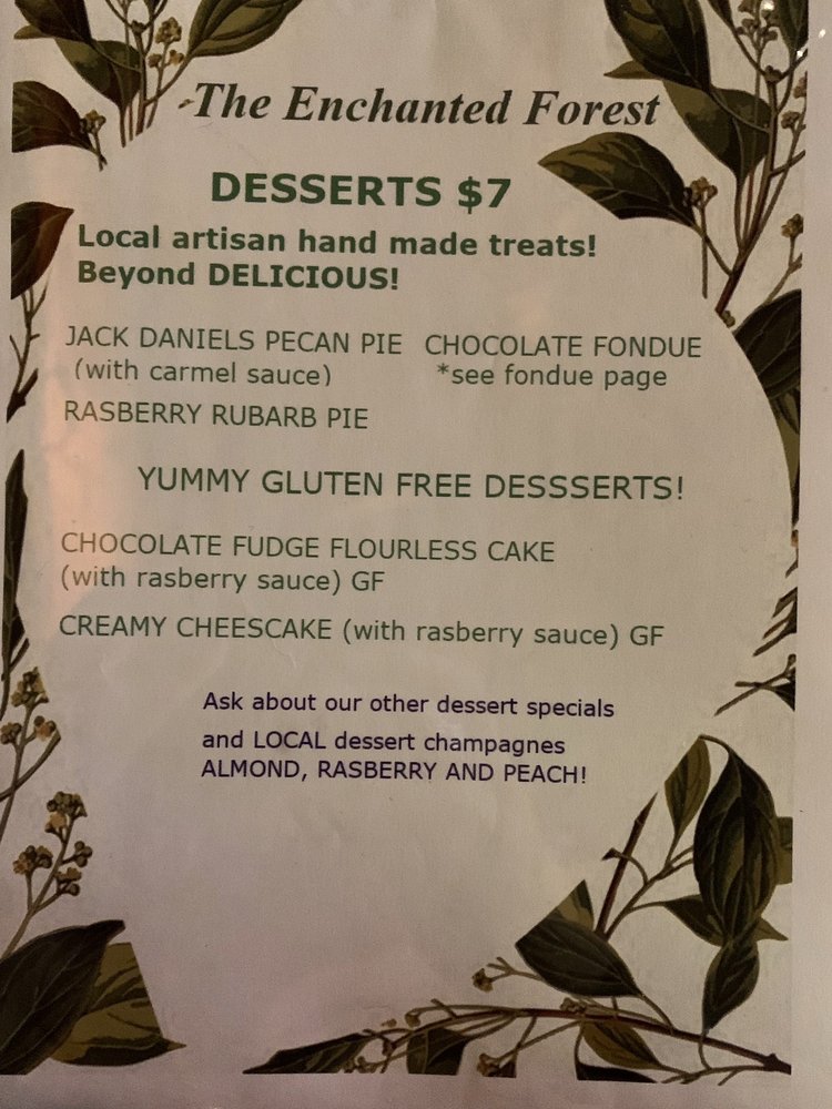 Enchanted Forest Dining Experience Menu 4 Placerville