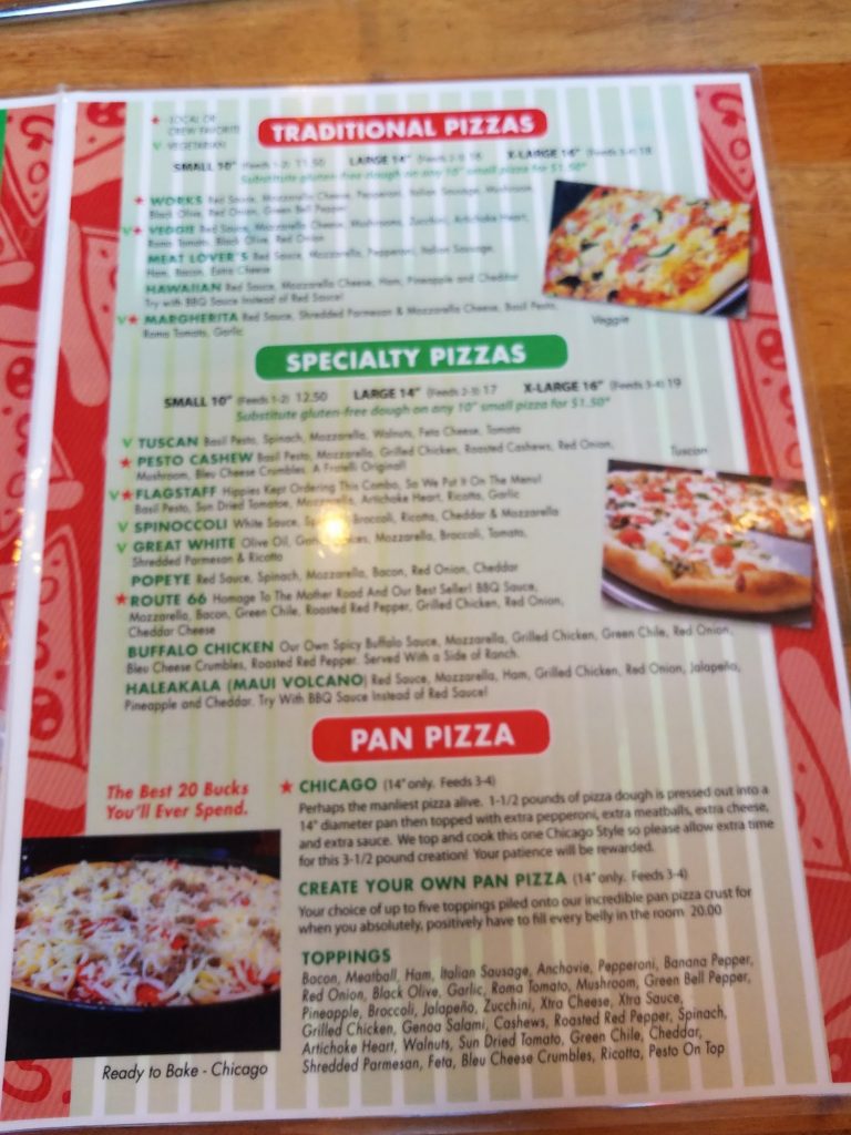 Fratelli Pizza Downtown Menu 2 Flagstaff