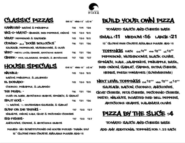 Point Arena Pizza Menu 5 Point Arena