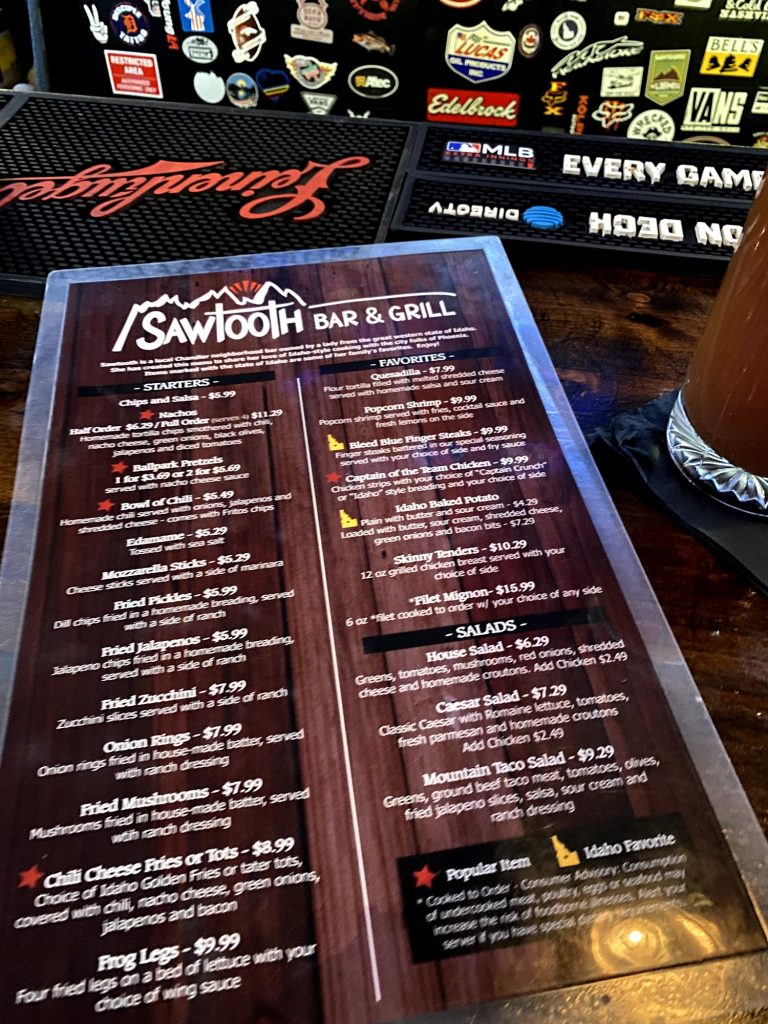 Sawtooth Bar Grill Menu 9 Chandler
