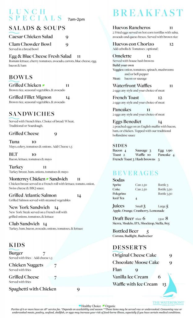 The Waterfront Grill Cafe Menu 2 Pittsburg