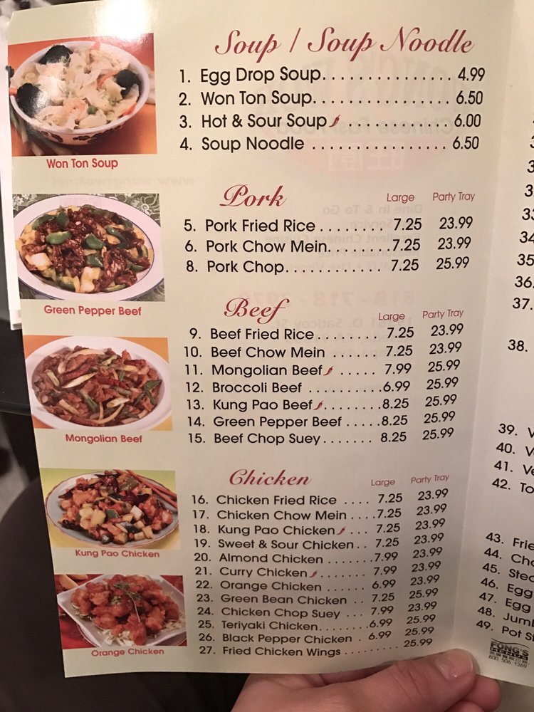 Especificidad Saga Barrio bajo Wong's Wok Chinese Food Menu Reseda CA 91335