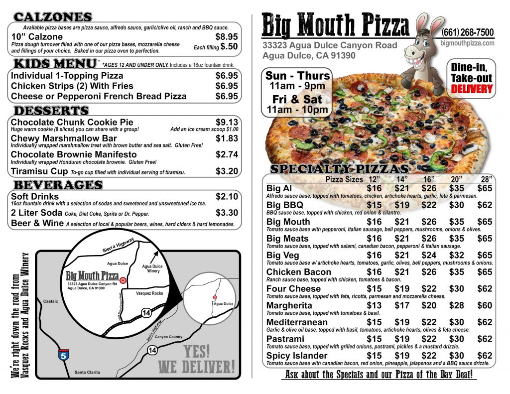 Big Mouth Pizza Menu 8