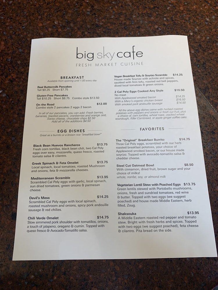 Big Sky Cafe Menu 6