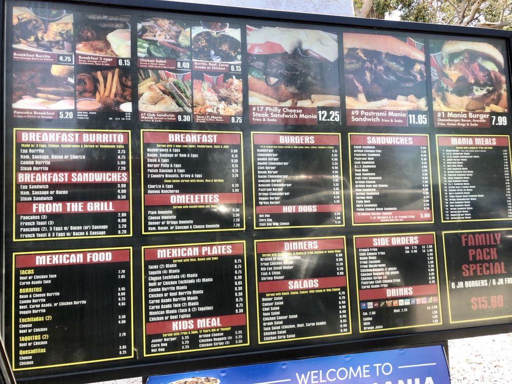 Burger Mania Menu 1 San Bernardino