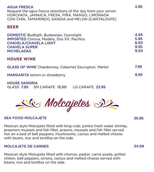 Castillos Mexican Restaurant Menu 15 San Jose