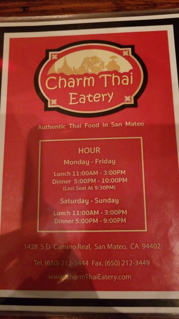 Charm Thai Eatery Menu 1