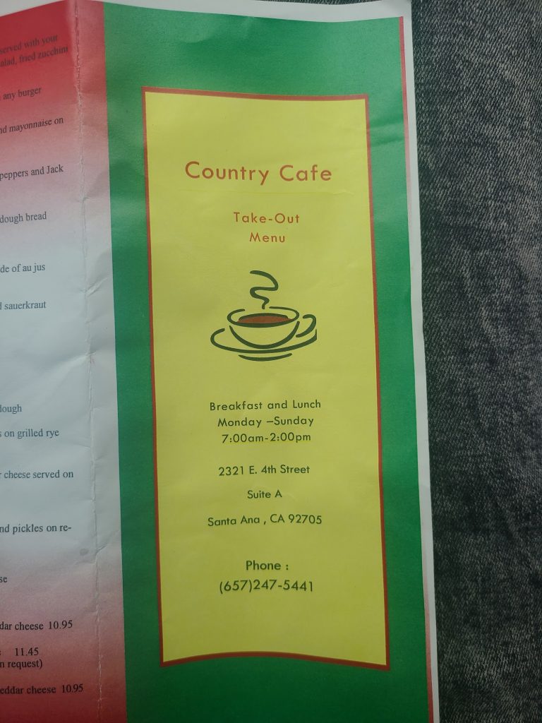 Country Cafe Menu 5