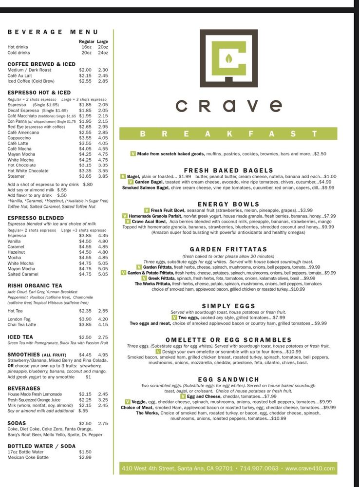Crave Restaurant Downtown Santa Ana Menu 4 1 Santa Ana