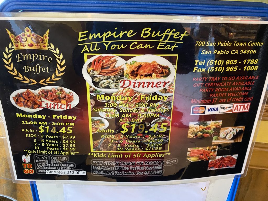 Empire Buffet Menu 5