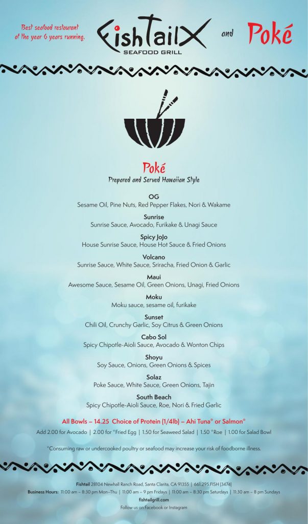 Fish Tail Seafood Grill Poke Menu 6