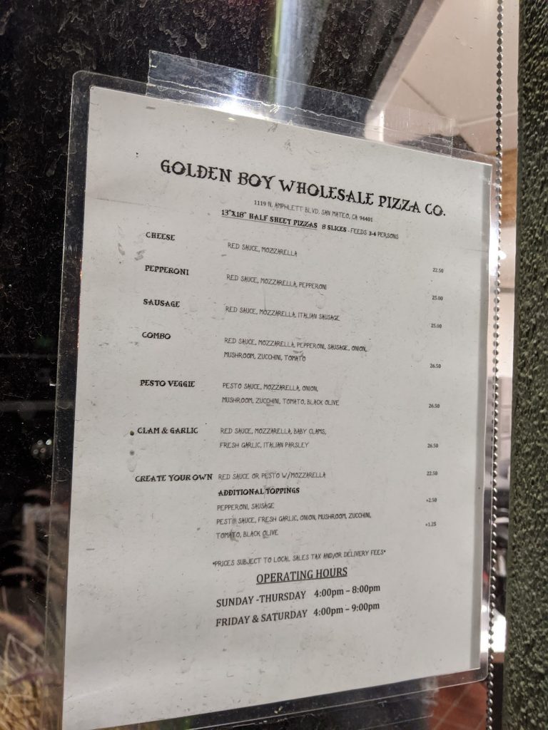 Golden Boy Pizza Menu 3